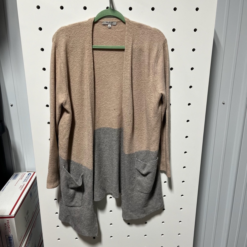 Madewell Edgewater Bubble-Sleeve Cardigan Sweater in Colorblock Size M